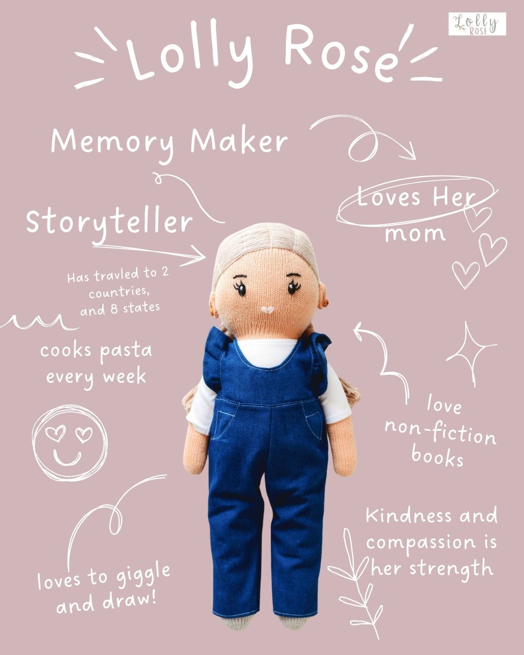 "Lolly My Dolly" Blonde Hand-Knit Girl Doll