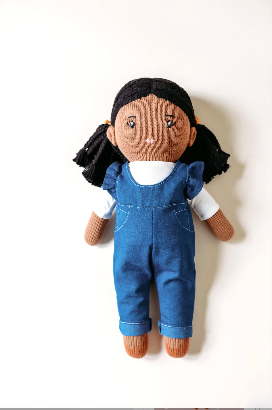 "Melissa Mae" Black Haired Hand-Knit Girl Doll