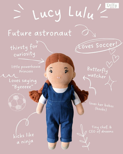 "Lucy LuLu" Red Haired Hand-Knit Girl Doll