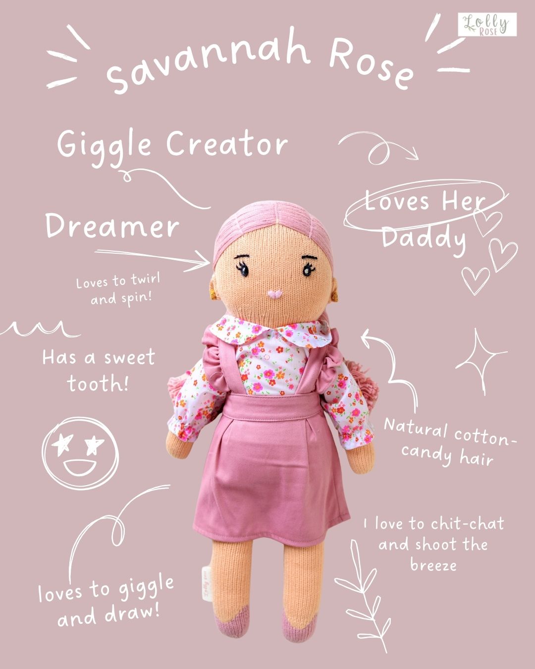 "Savannah Rose-Grace Bestie" Signature Hand-Knit Girl Doll