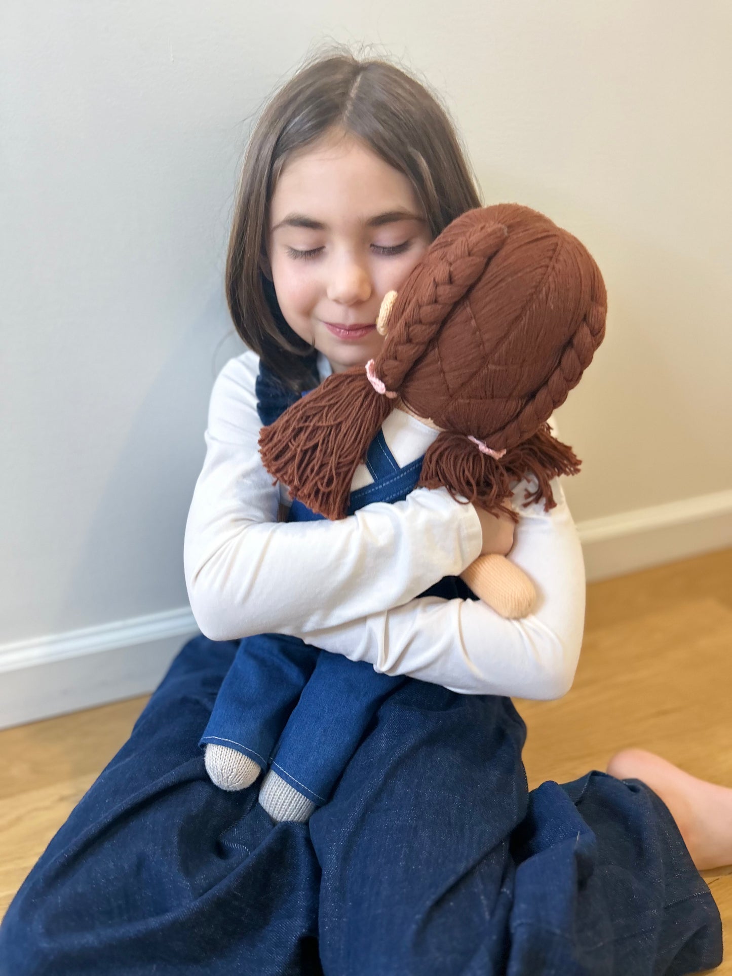 Brunette Hand-Knit Girl Doll