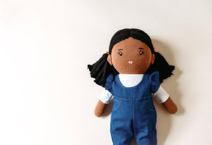 "Melissa Mae" Black Haired Hand-Knit Girl Doll