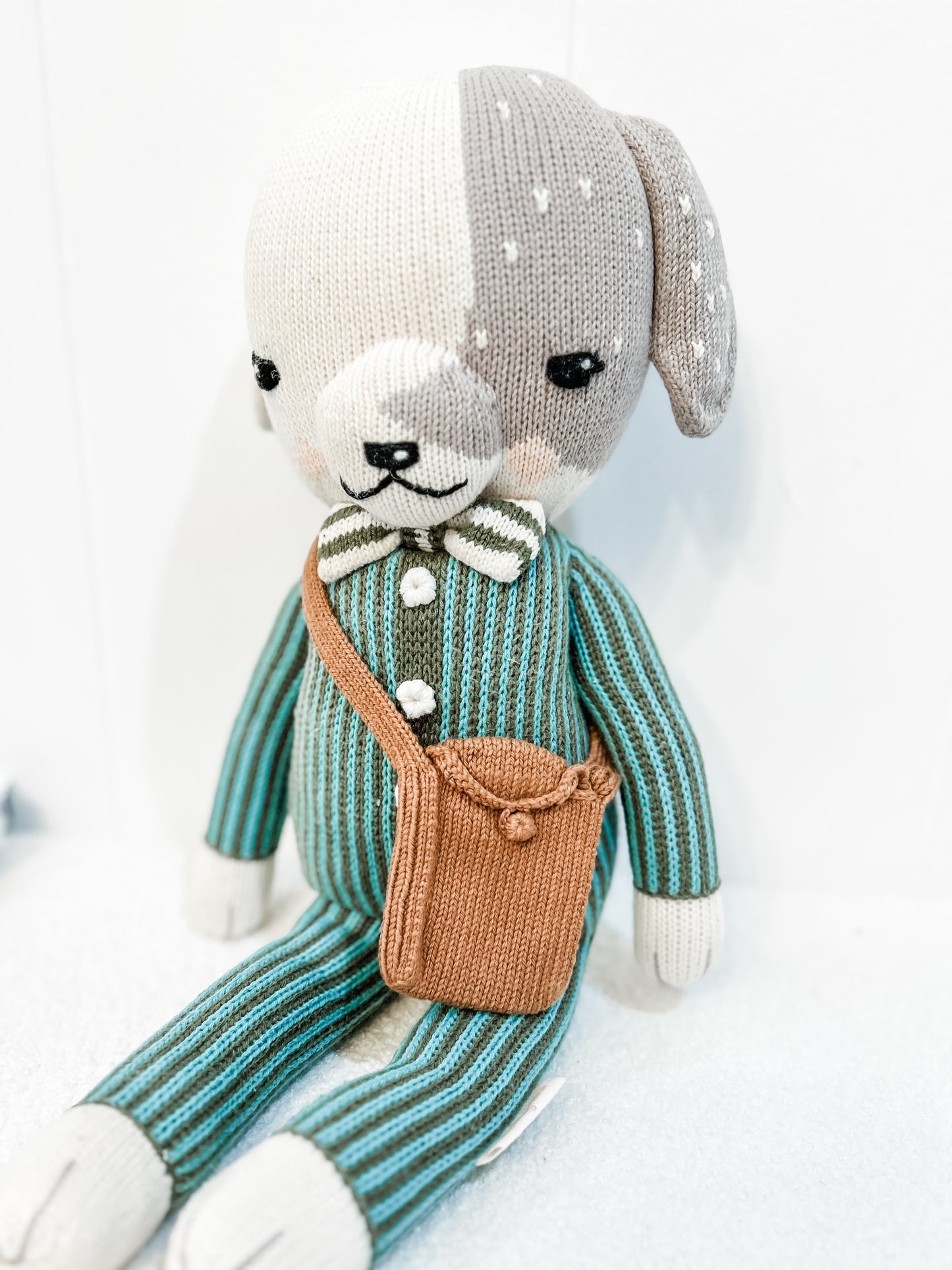 Hand-Knit Teal Dog Doll