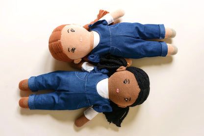 "Melissa Mae" Black Haired Hand-Knit Girl Doll